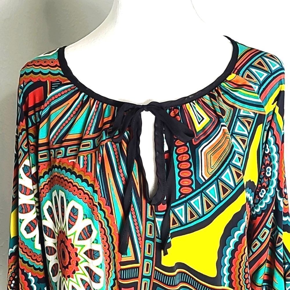 Luxe USA Colorful Abstract Art Jersey Dress, Size Large - Picture 4 of 10